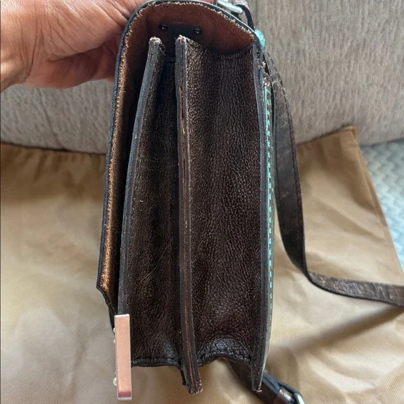 Patricia Nash Tooled Turquoise Stella Satchel Crossbody Purse - Picture 14 of 16